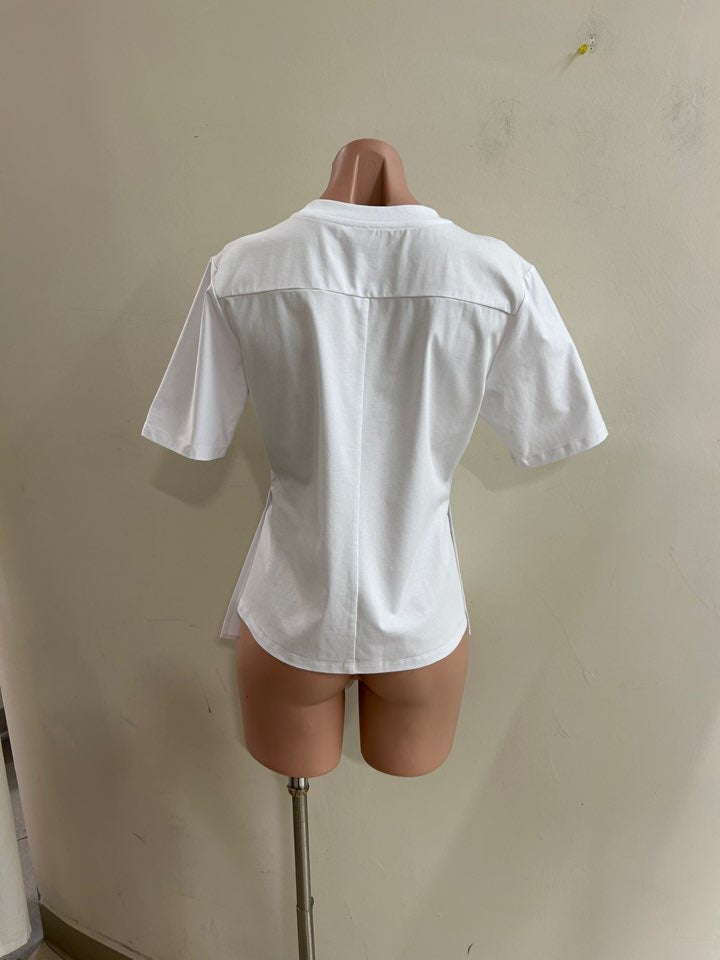 “amanda” asymmetrical white tee