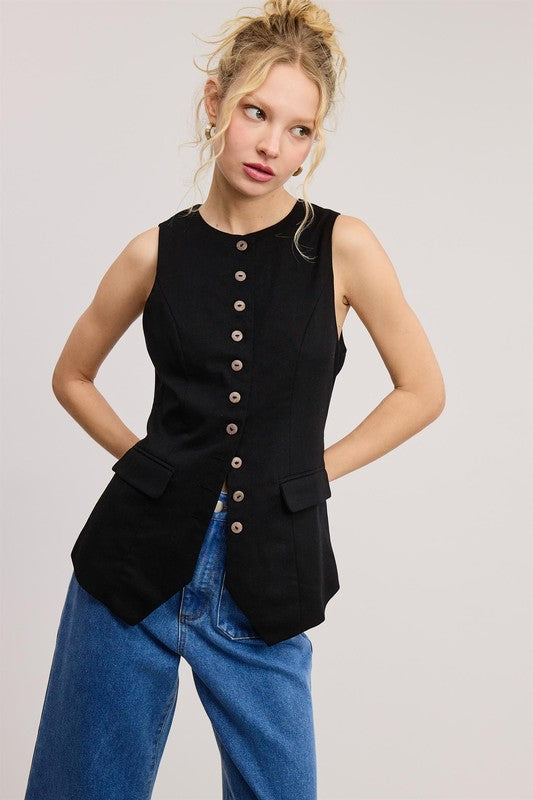 “lily” waistcoat vest in black