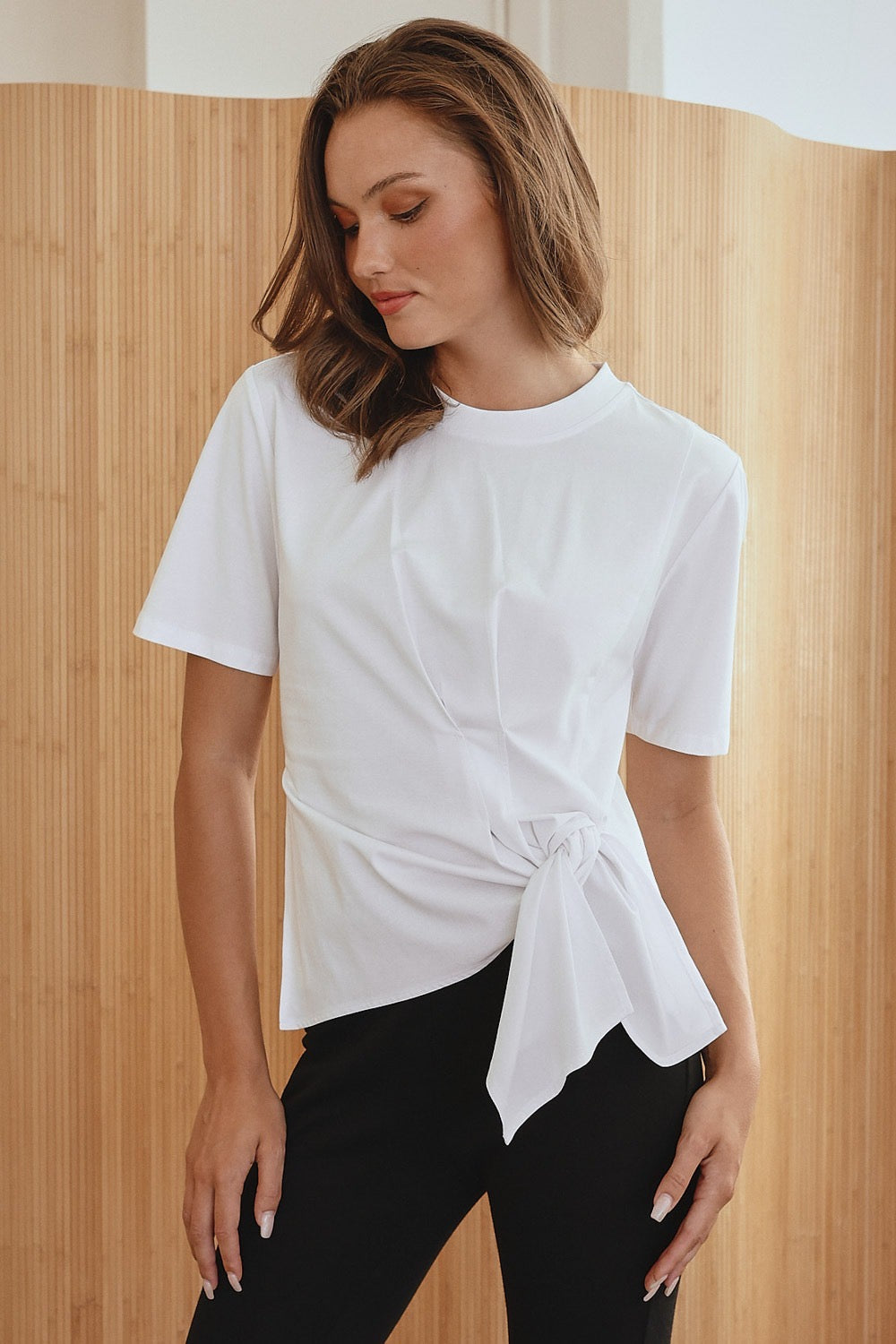 “amanda” asymmetrical white tee