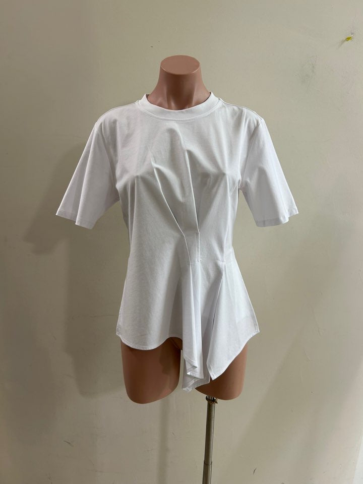 “amanda” asymmetrical white tee