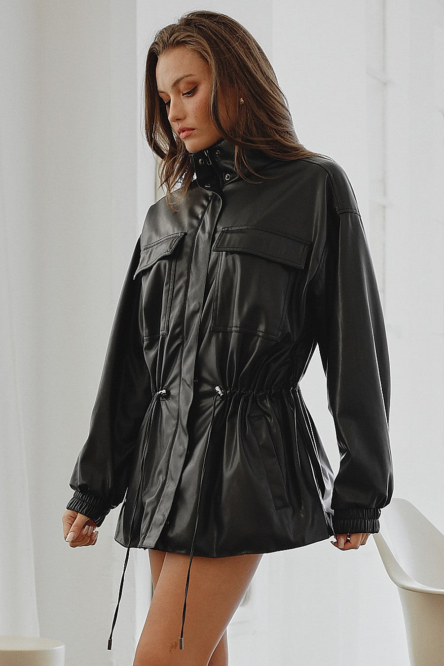 “declet” faux leather jacket