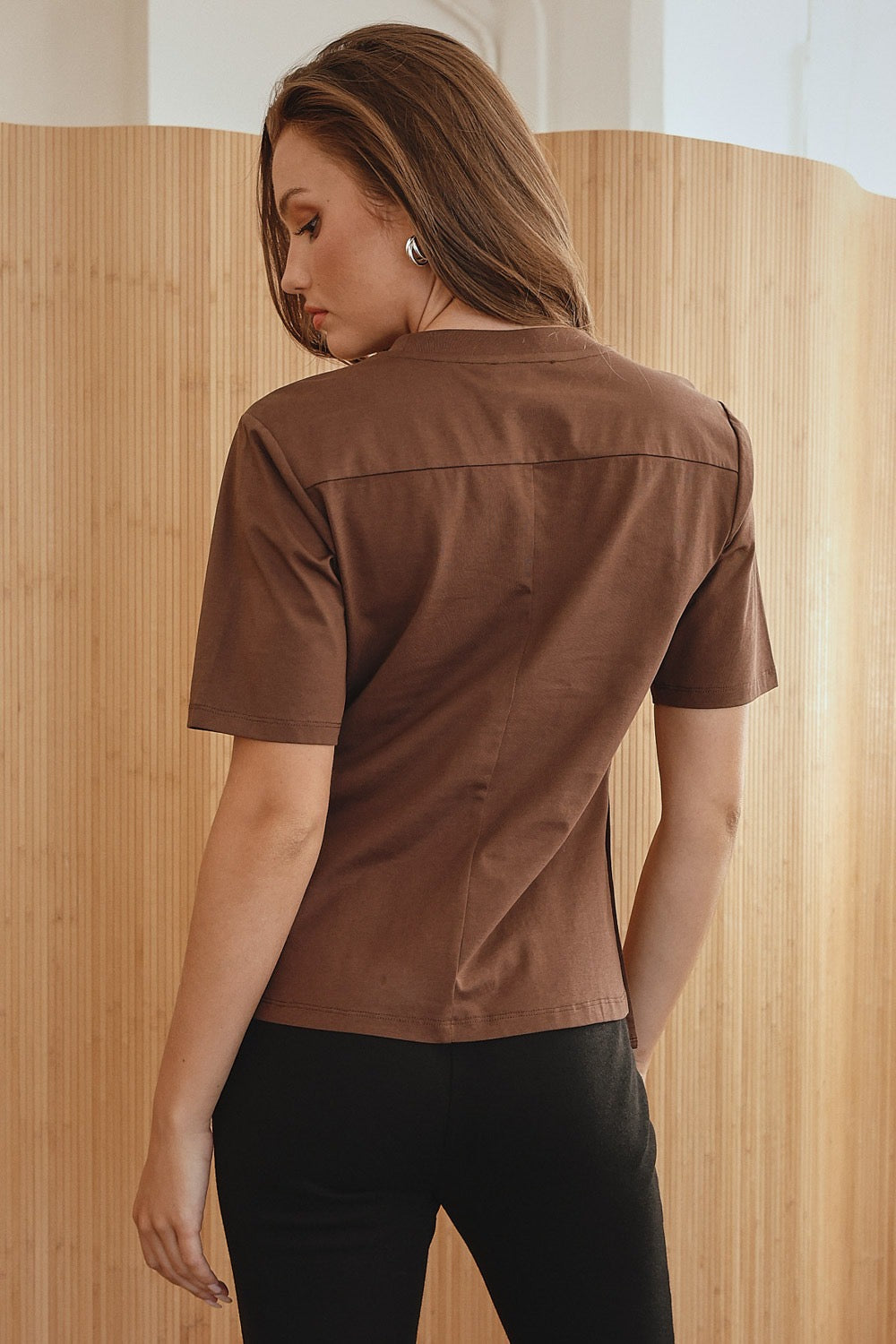 “amanda” asymmetrical chocolate tee