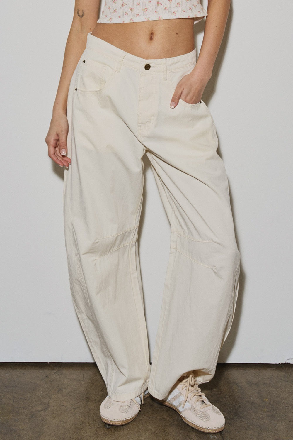 “lori” ivory barrel pants