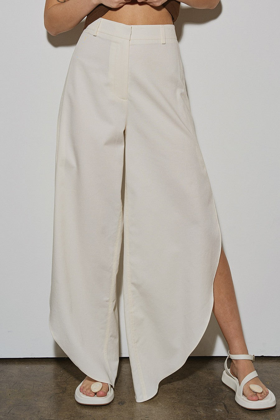 “londra” ecru side slit pants