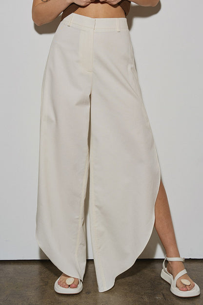 “londra” ecru side slit pants