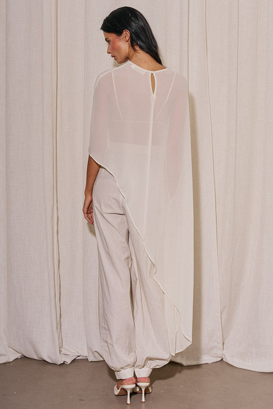 “stella” asymmetrical sheer top