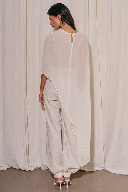 “stella” asymmetrical sheer top