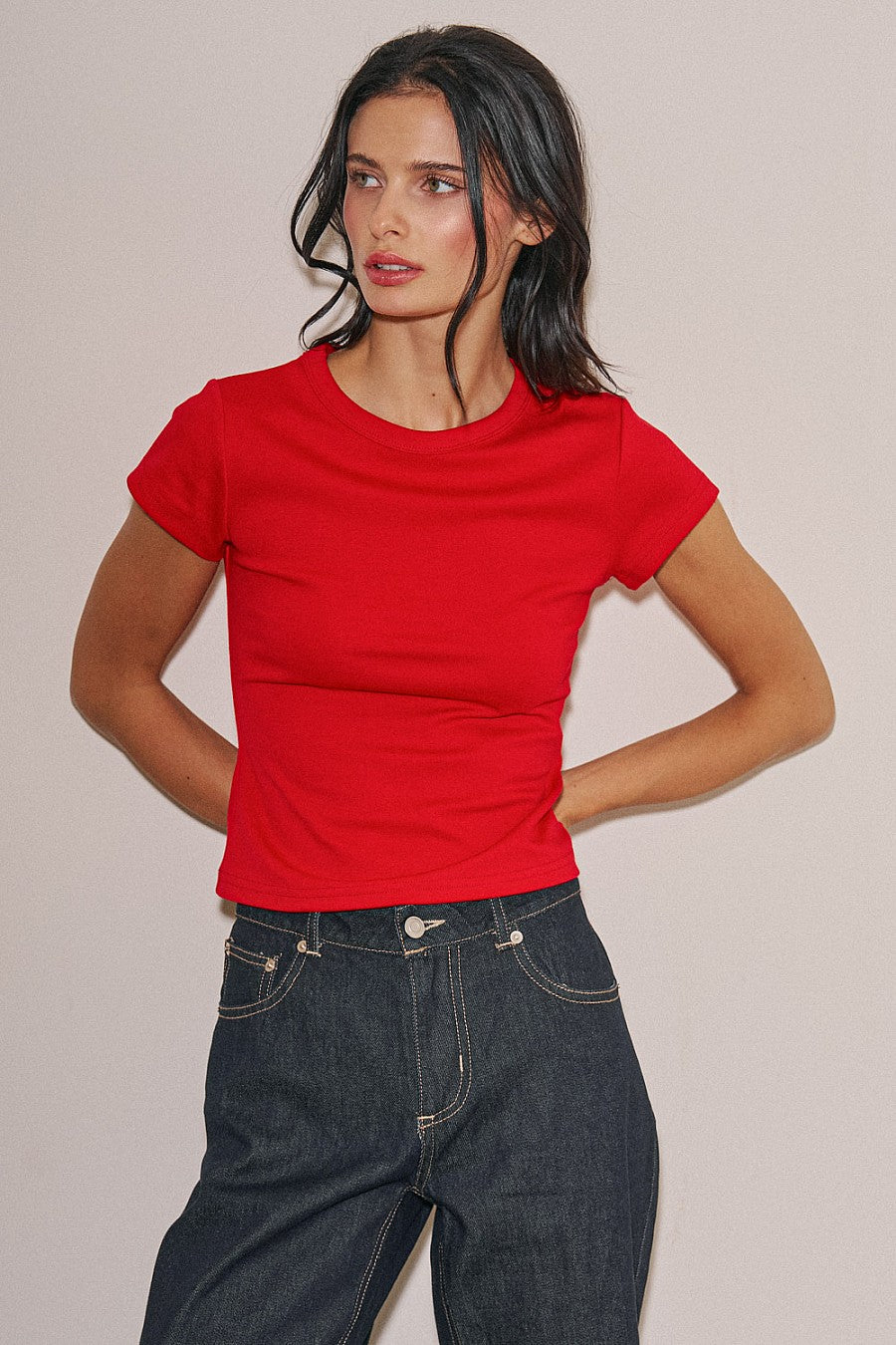 “nia” fitted T-shirt red