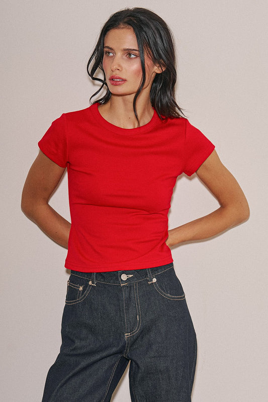 “nia” fitted T-shirt red