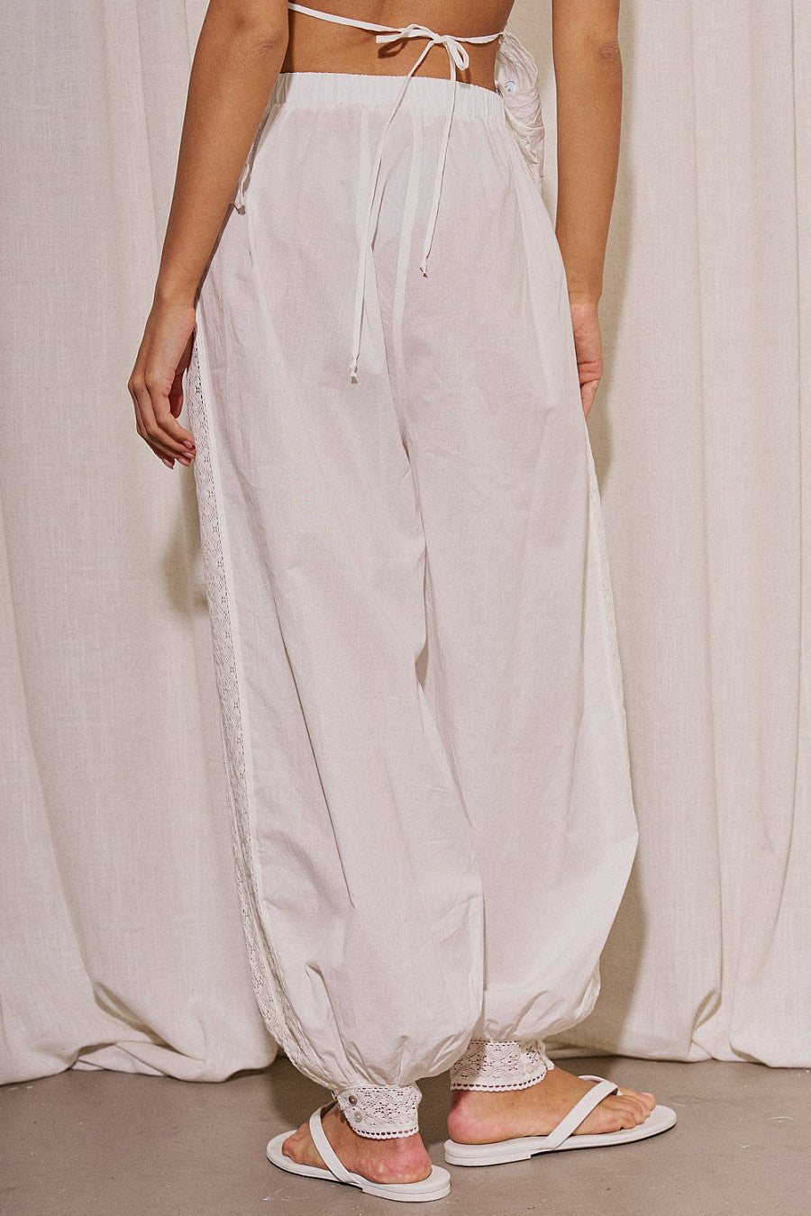 “isabela” lace trim pants