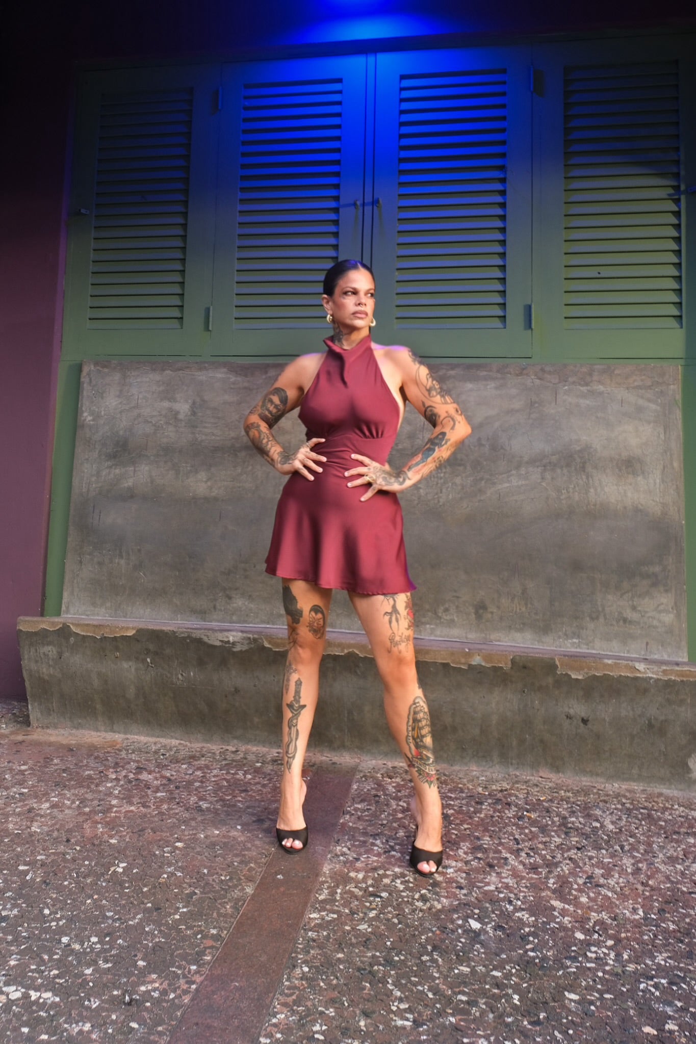 “natalina” burgundy dress