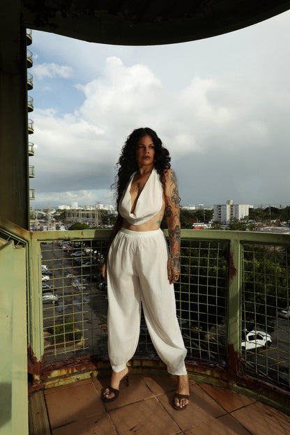 “isabela” lace trim pants