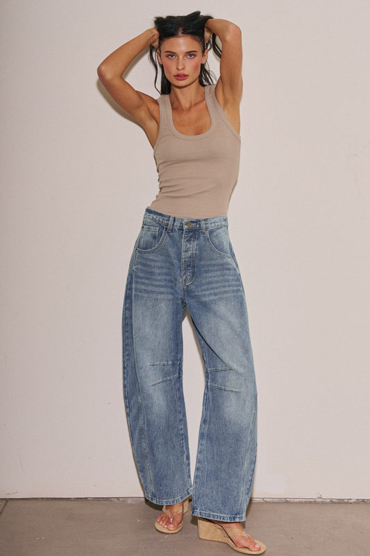 restock “andriana” barrel jeans