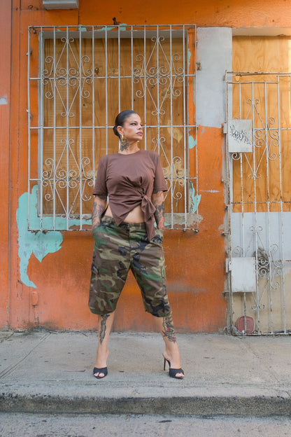 “amanda” asymmetrical chocolate tee