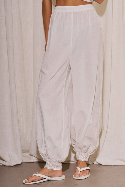 “isabela” lace trim pants