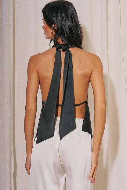 “lucía” black satin top