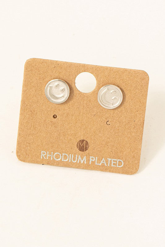 Accesorios gold dipped smiley face stud earrings