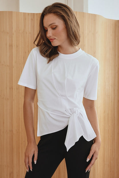 “amanda” asymmetrical white tee