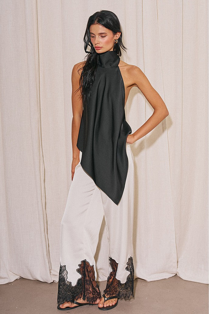“lucía” black satin top
