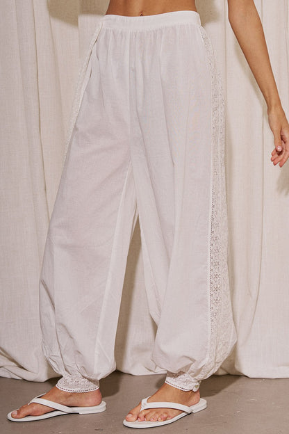 “isabela” lace trim pants