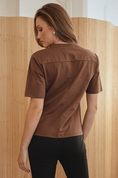 “amanda” asymmetrical chocolate tee