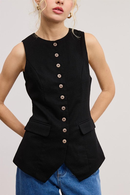 “lily” waistcoat vest in black