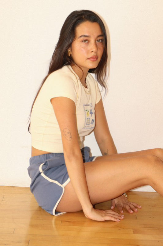“summer” blue shorts
